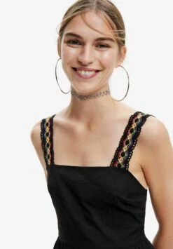 Desigual Long Embroidered Strap - Maxi-Jurk - Black -Desigual 6ebc2c83b8f949f39817fa850d618688