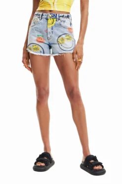 Desigual Smiley - Jeansshort - Denim Medium
