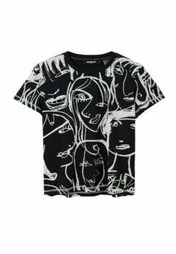 Desigual Contrasting Face - T-Shirt Print - Black -Desigual 7345baf18250476bbc1e61cf045f27d7 scaled