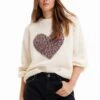 Desigual Oversize Heart - Trui - Blanco