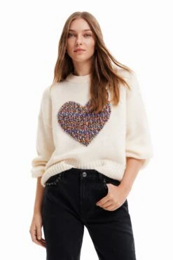 Desigual Oversize Heart - Trui - Blanco