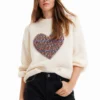 Desigual Oversize Heart - Trui - Blanco