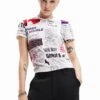 Desigual Newspaper - T-Shirt Print - White