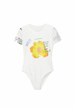 Desigual Ribbed Print Bodysuit - T-Shirt Print - White -Desigual 779a5c1b01b44e538402bf70da35774f scaled