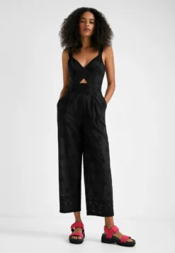 Desigual Flocked Long Jumpsuit - Jumpsuit - Black