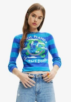 Desigual Triped Planet - Trui - Blue