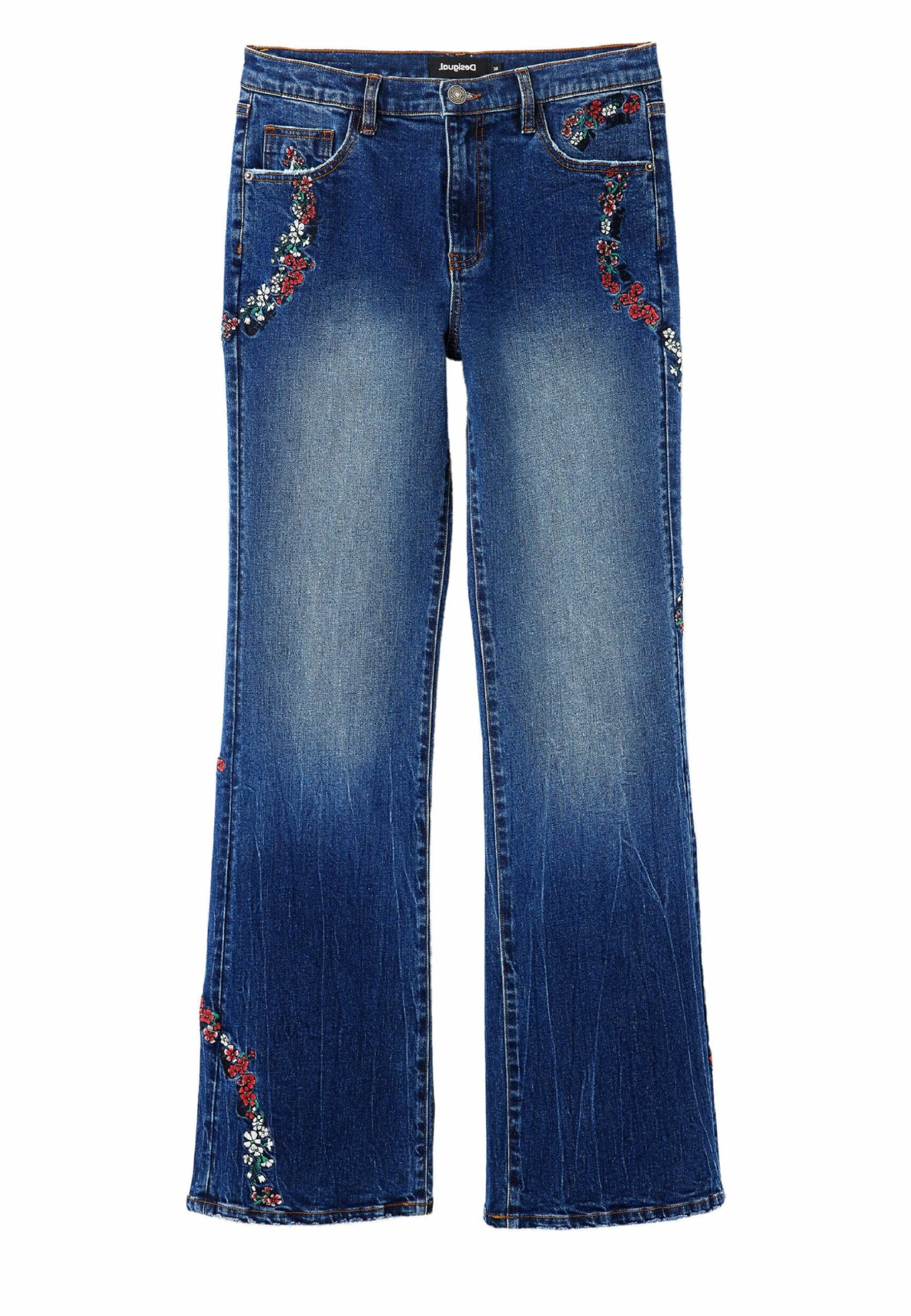 Desigual Floral Wide-Leg- Flared Jeans - Blue 5 Desigual Floral Wide-Leg- Flared Jeans - Blue - Afbeelding 5