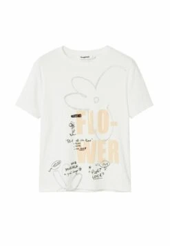 Desigual Flower Message - T-Shirt Print - White -Desigual 7efdb85963774c039e046b2250f36c54