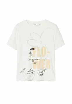 Desigual Flower Message - T-Shirt Print - White -Desigual 7efdb85963774c039e046b2250f36c54 scaled