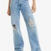 Desigual Wide-Leg Rhinestone - Straight Leg Jeans - Blue