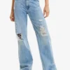 Desigual Wide-Leg Rhinestone - Straight Leg Jeans - Blue