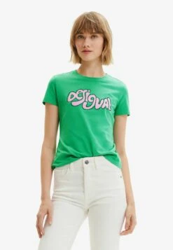 Desigual Short Sleeve Rhinestone - T-Shirt Print - Green