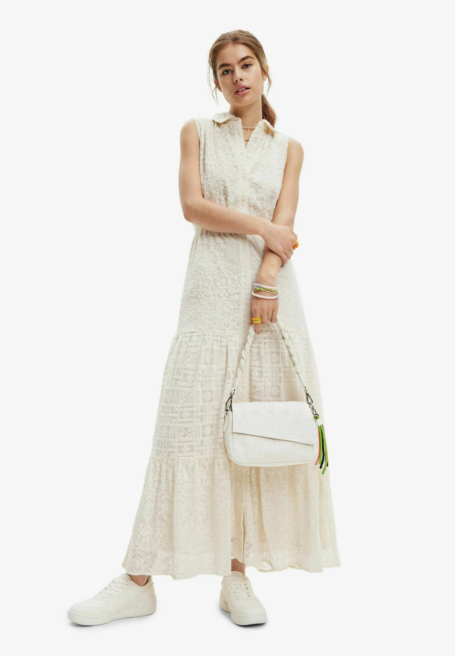 Desigual Striped Arty Face - Blousejurk - White 1 Desigual Striped Arty Face - Blousejurk - White