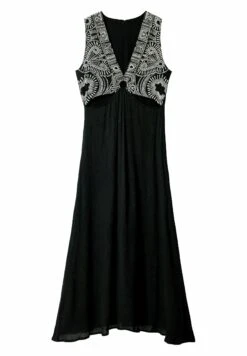 Desigual Long Embroidered Cut Out - Jurk - Black -Desigual 8465d101d70742c39cf435ea9ab7c5e1