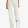Desigual Wide-Leg Pink Panther - Straight Leg Jeans - White