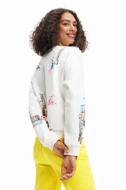Desigual Arty Illustrations - Sweater - White -Desigual 8707f03ad60f41c7afcb045f58369808 scaled