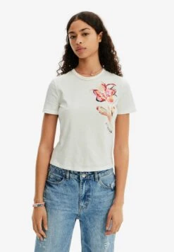 Desigual Short Sleeve Flower - T-Shirt Print - White