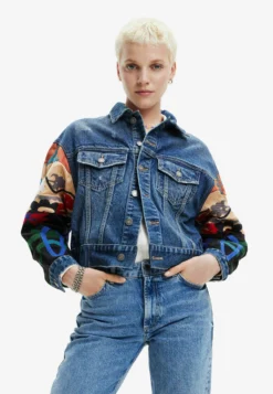 Desigual Ethnic Denim Trucker - Spijkerjas - Blue