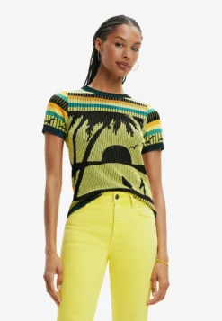 Desigual Knit Landskape - T-Shirt Print - Yellow
