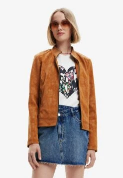 Desigual Suede-Effect Biker - Imitatieleren Jas - Brown