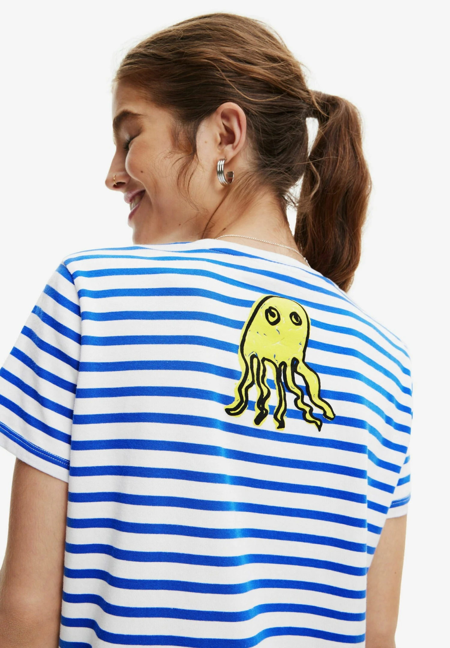 Desigual Striped Arty - T-Shirt Print - Blue 4 Desigual Striped Arty - T-Shirt Print - Blue - Afbeelding 4