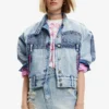 Desigual Oversize Pink Panther Denim - Spijkerjas - Blue
