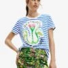 Desigual Striped Arty - T-Shirt Print - Blue
