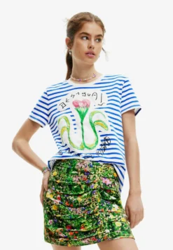 Desigual Striped Arty - T-Shirt Print - Blue