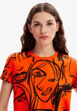 Desigual Contrasting Face - T-Shirt Print - Orange -Desigual 8c949d40c9ba46dcb804f5d0673ba0f1 scaled