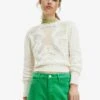 Desigual Openwork Flower - Trui - White