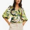 Desigual Floral Wrap- Blouse - Green