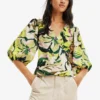 Desigual Floral Wrap- Blouse - Green