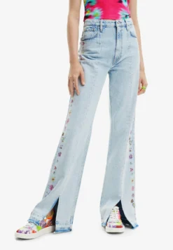 Desigual Wide-Leg Flower - Flared Jeans - Blue