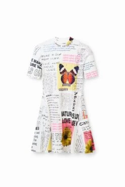 Desigual Vest Newspaper - Jurk - White -Desigual 94229534e1a04eeb9b42b7f15223ee1b
