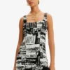 Desigual Textured Newspaper - Jurk - White