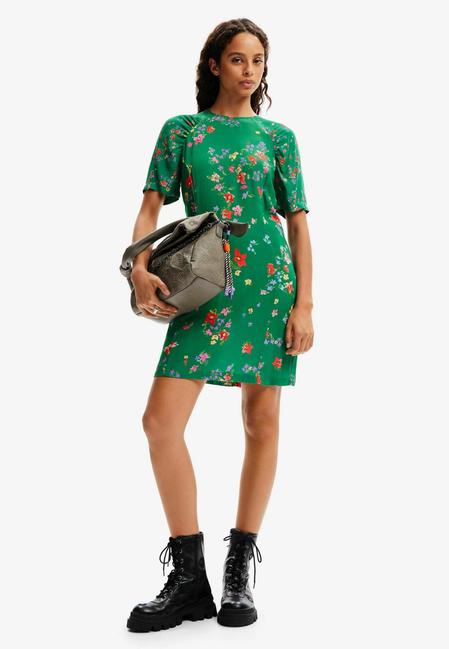 Desigual Short Floral- Jurk - Green 2 Desigual Short Floral- Jurk - Green - Afbeelding 2