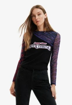 Desigual Patchwork Tulle With Message - Longsleeve - Blue