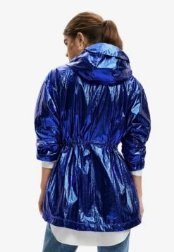 Desigual Metallic Hooded - Parka - Blue -Desigual 97c4dc0ede0d454584ed91e79be596bc