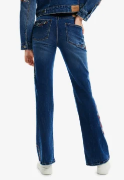 Desigual Floral Wide-Leg- Flared Jeans - Blue -Desigual 987b838169134460bf34ce164f715a1c scaled
