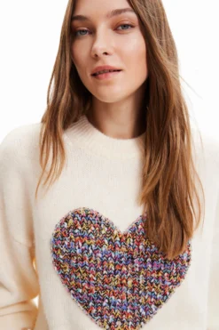 Desigual Oversize Heart - Trui - Blanco -Desigual 98e6cb628316460894825ee76c4d1284 scaled