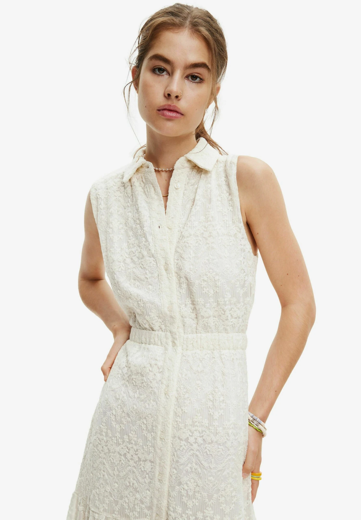 Desigual Striped Arty Face - Blousejurk - White 4 Desigual Striped Arty Face - Blousejurk - White - Afbeelding 4