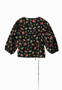 Desigual Floral Wrap Blouse - Blouse - Black -Desigual 9bfc0b632425443bacb029e538cfb1ac