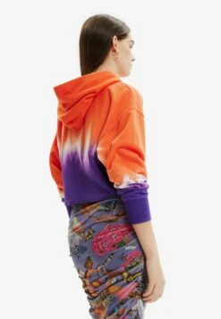 Desigual Tie-Dye Rhinestone Hoodie - Hoodie - Orange -Desigual 9dda2932c3e84fff9daeadaf40879b26