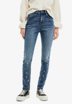 Desigual Push-Up Floral- Slim Fit Jeans - Blue
