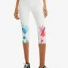 Desigual Sport Floral Cropped Leggings - Legging - White