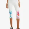 Desigual Sport Floral Cropped Leggings - Legging - White