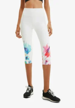 Desigual Sport Floral Cropped Leggings - Legging - White
