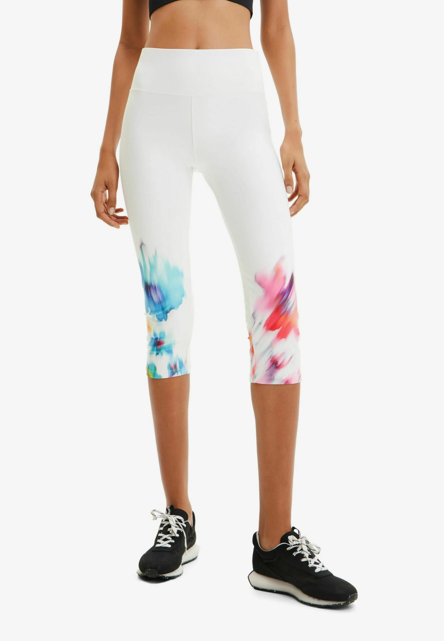 Desigual Sport Floral Cropped Leggings - Legging - White 1 Desigual Sport Floral Cropped Leggings - Legging - White