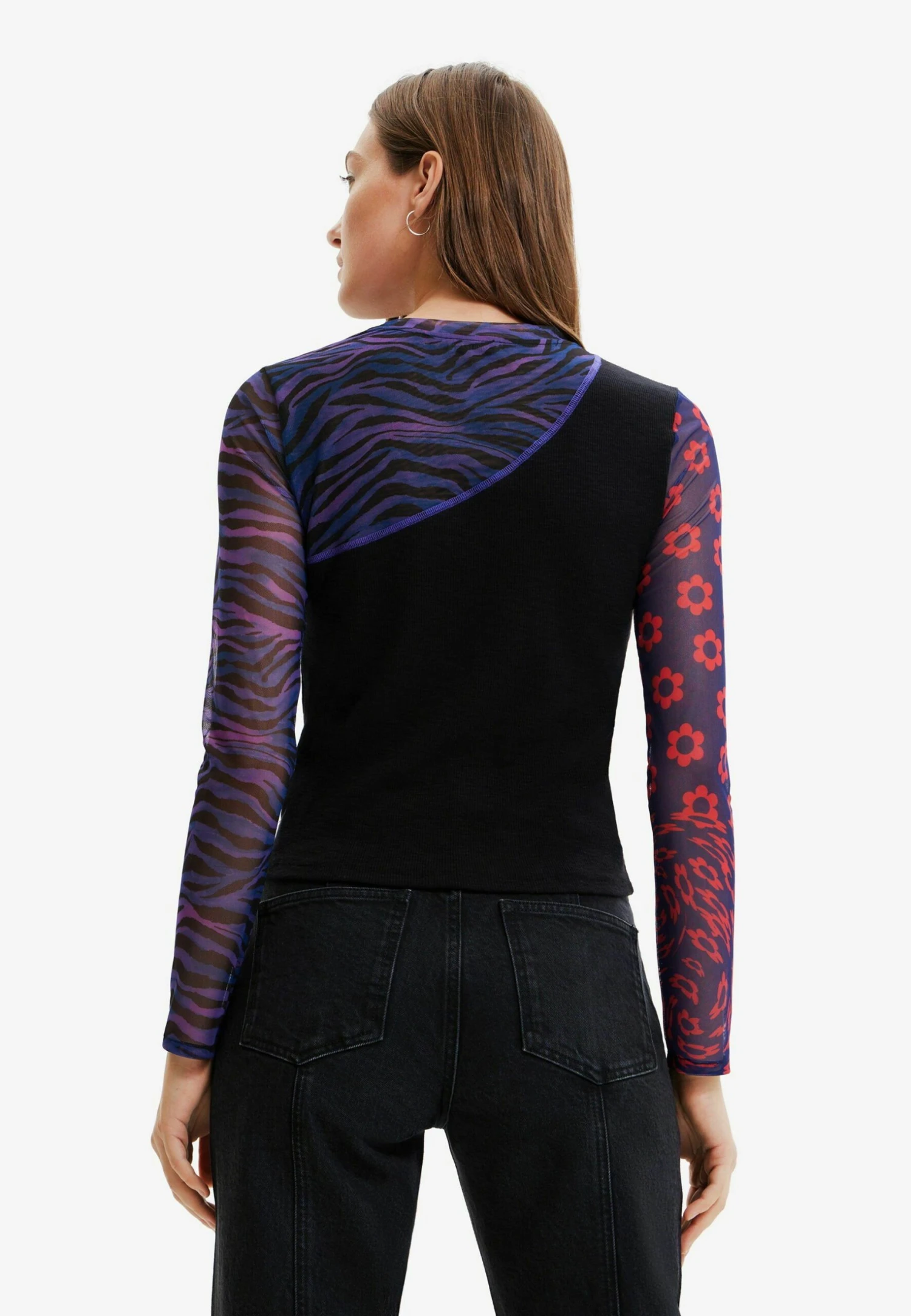 Desigual Patchwork Tulle With Message - Longsleeve - Blue 3 Desigual Patchwork Tulle With Message - Longsleeve - Blue - Afbeelding 3