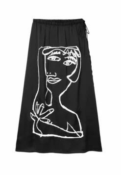 Desigual Arty Face Midi - A-Lijn Rok - Black -Desigual 9ff71450ff5749318b99be658be38d02